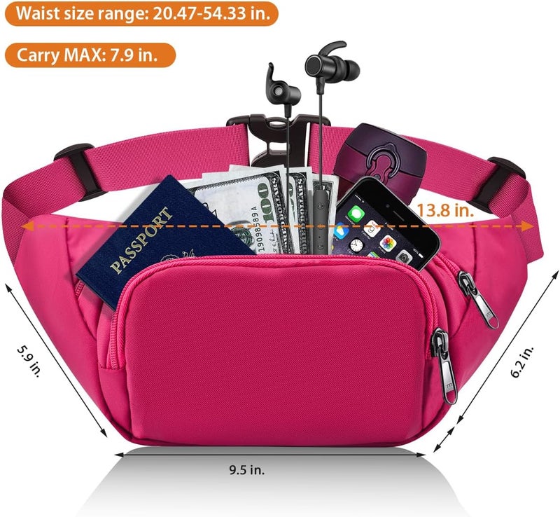 Syican Large Fanny Pack for Women Men - Waist bag with 3-Zipper Pockets, Gifts for Enjoy Sports Traveling Workout Casual Hands-Free crossbody bags Fits MAX 7.9'' iPad & 6.6'' Phone - Image 2